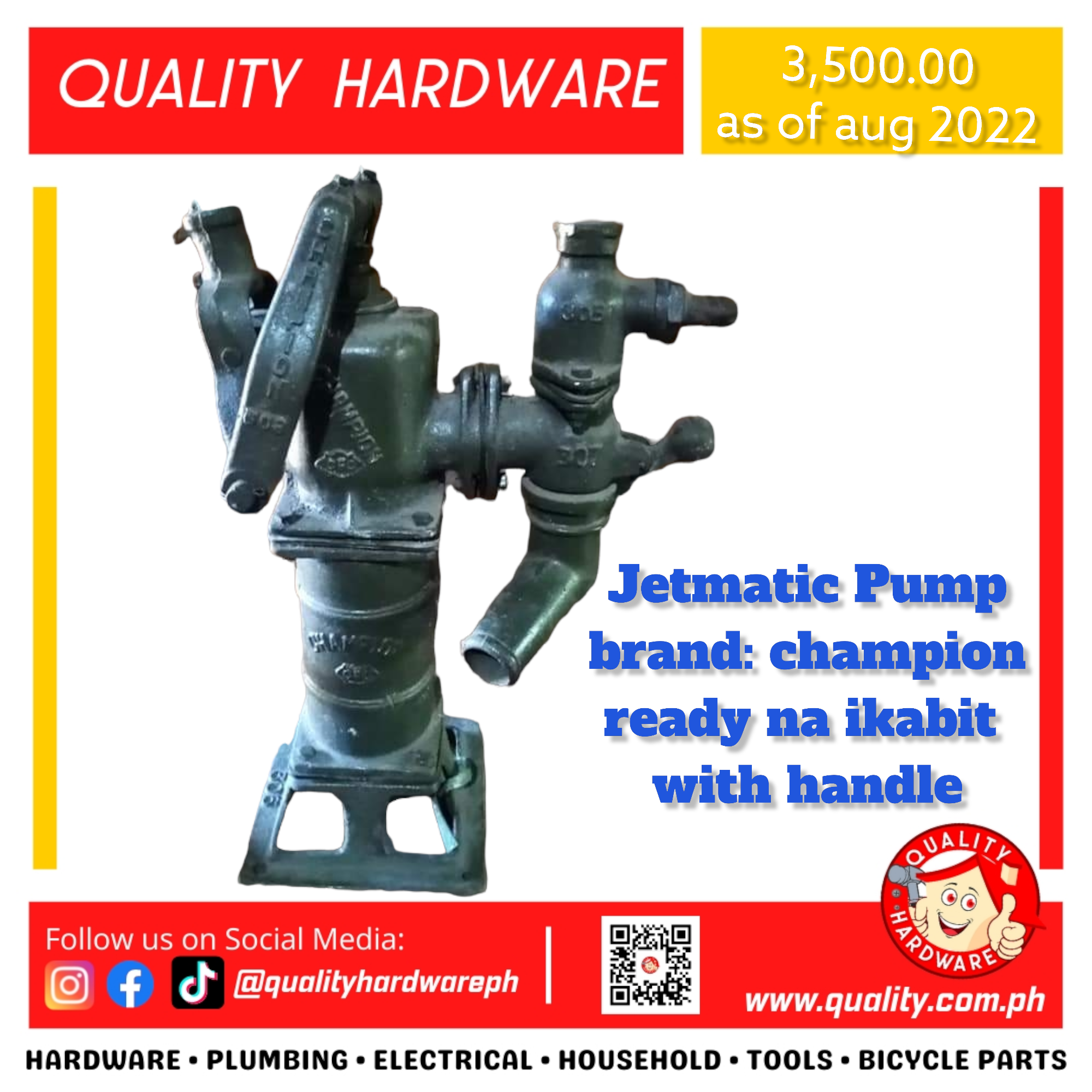 Jetmatic Pump Champion Brand or Jetmatic Eagle Brand - Quality Hardware