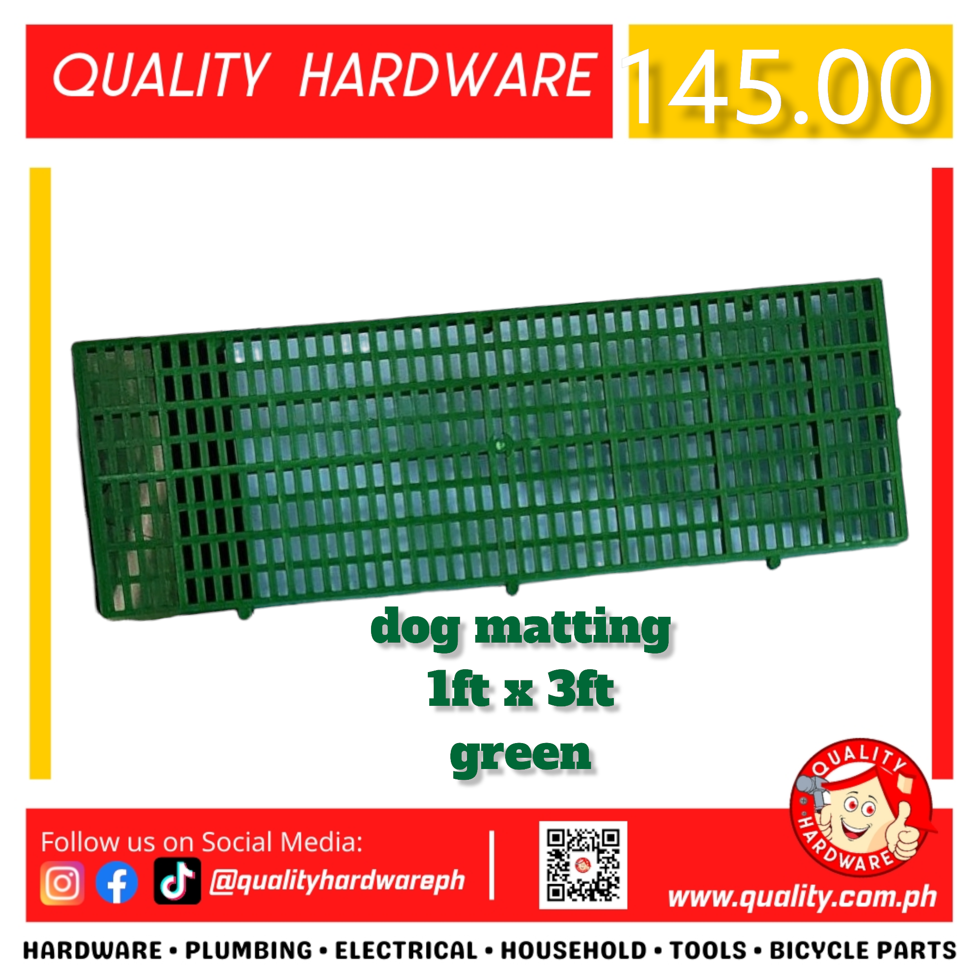 Dog floor matting 1feet x 3feet Plastic matting Green